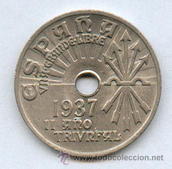Monedas Franco: EXCEPCIONAL MONEDA DE 25 CENTIMOS A&Ntilde;O 1937 - Foto 1
