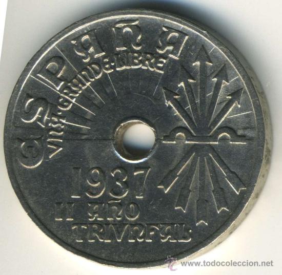Monedas Franco: 25 c&eacute;ntimos 1937 - Foto 2