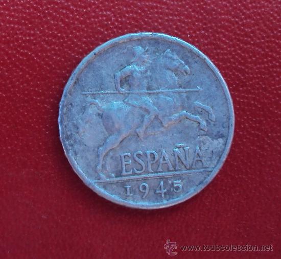 Monedas Franco: 5 CENTIMOS 1945 MBC. - Foto 1