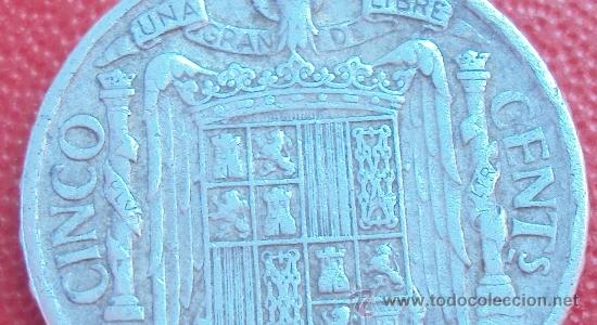 Monedas Franco: 5 CENTIMOS 1945 MBC. - Foto 3