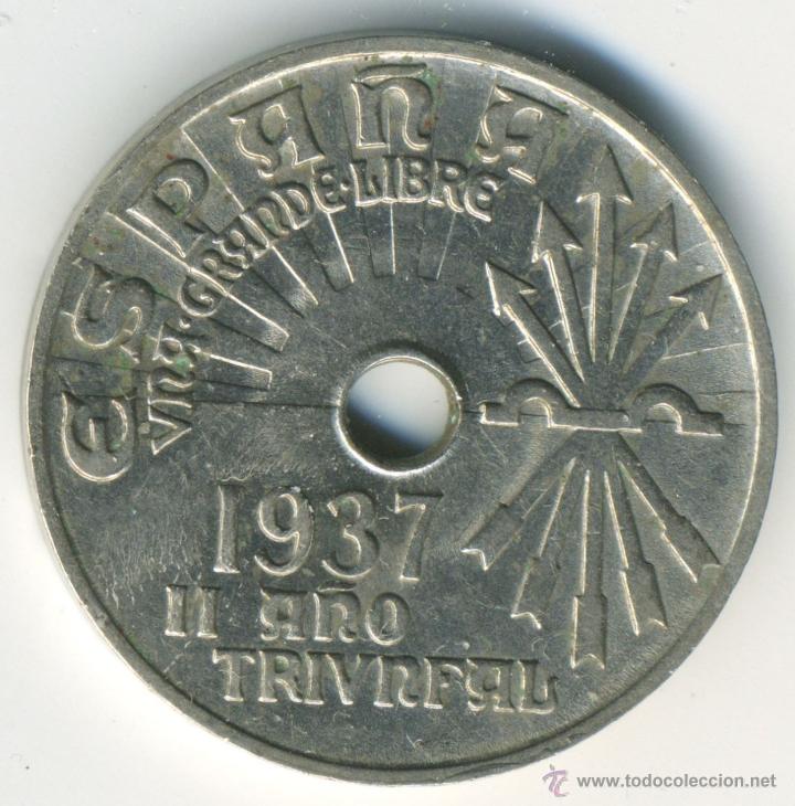 Monedas Franco: Espa&ntilde;a, 25 c&eacute;ntimos 1937. EBC - Foto 1