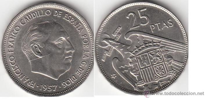 Monedas Franco: 25 PESETAS 1957 * 59 EBC - Foto 1