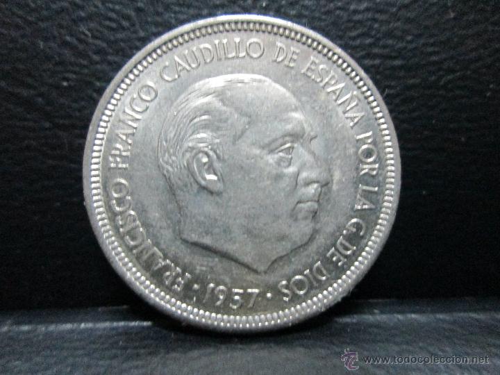 Monedas Franco: 5 pesetas 1957 74 ebc - Foto 2