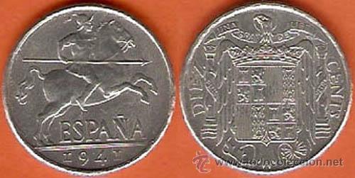 Monedas Franco: 10 C&Eacute;NTIMOS A&Ntilde;O 1941- SIN CIRCULAR,FLOR DE CU&Ntilde;O - Foto 1