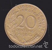 Monedas Franco: LIBERTE EGALITE  FRATERNITE  20 CENTIMES 1964 . - Foto 1