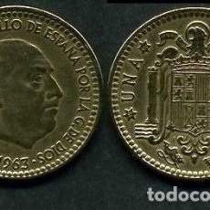 Monedas Franco: ESPAÑA 1 PESETA AÑO 1963 *1966 ( GENERAL DICTADOR FRANCISCO FRANCO - MONEDA DEL FRANQUISMO ) Nº9. Lote 69438153