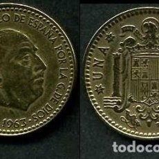 Monedas Franco: ESPAÑA 1 PESETA AÑO 1963 *1966 ( GENERAL DICTADOR FRANCISCO FRANCO - MONEDA DEL FRANQUISMO ) Nº12. Lote 69438257