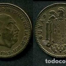 Monedas Franco: ESPAÑA 1 PESETA AÑO 1963 *1966 ( GENERAL DICTADOR FRANCISCO FRANCO - MONEDA DEL FRANQUISMO ) Nº14