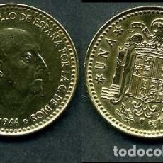 Monedas Franco: ESPAÑA 1 PESETA AÑO 1966 *1975 ( GENERAL DICTADOR FRANCISCO FRANCO - MONEDA DEL FRANQUISMO ) Nº5