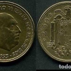 Monedas Franco: ESPAÑA 2,50 PESETA AÑO 1953 *1956 ( GENERAL DICTADOR FRANCISCO FRANCO - MONEDA DEL FRANQUISMO ) Nº9