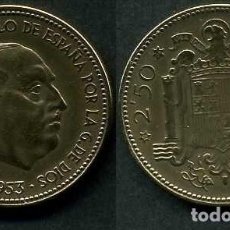 Monedas Franco: ESPAÑA 2,50 PESETA AÑO 1953 *1956 ( GENERAL DICTADOR FRANCISCO FRANCO - MONEDA DEL FRANQUISMO ) Nº13