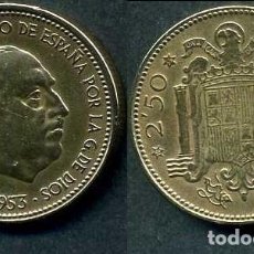 Monedas Franco: ESPAÑA 2,50 PESETA AÑO 1953 *1956 ( GENERAL DICTADOR FRANCISCO FRANCO - MONEDA DEL FRANQUISMO ) Nº16
