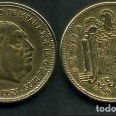 Monedas Franco: ESPAÑA 2,50 PESETAS AÑO 1953 *1956 ( GENERAL DICTADOR FRANCISCO FRANCO - MONEDA DEL FRANQUISMO )Nº23