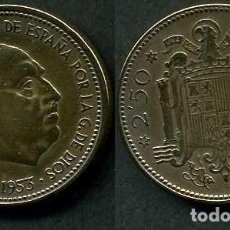 Monedas Franco: ESPAÑA 2,50 PESETAS AÑO 1953 *1956 ( GENERAL DICTADOR FRANCISCO FRANCO - MONEDA DEL FRANQUISMO )Nº24