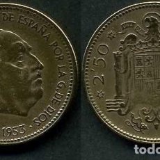 Monedas Franco: ESPAÑA 2,50 PESETAS AÑO 1953 *1956 ( GENERAL DICTADOR FRANCISCO FRANCO - MONEDA DEL FRANQUISMO )Nº29