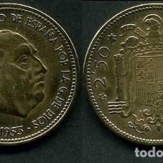 Monedas Franco: ESPAÑA 2,50 PESETAS AÑO 1953 *1956 ( GENERAL DICTADOR FRANCISCO FRANCO - MONEDA DEL FRANQUISMO )Nº30