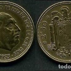 Monedas Franco: ESPAÑA 2,50 PESETAS AÑO 1953 *1954 ( GENERAL DICTADOR FRANCISCO FRANCO - MONEDA DEL FRANQUISMO )Nº13