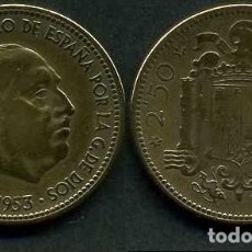 Monedas Franco: ESPAÑA 2,50 PESETAS AÑO 1953 *1954 ( GENERAL DICTADOR FRANCISCO FRANCO - MONEDA DEL FRANQUISMO )Nº14