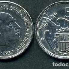 Monedas Franco: ESPAÑA 5 PESETAS AÑO 1957 *1969 ( GENERAL DICTADOR FRANCISCO FRANCO - MONEDA DEL FRANQUISMO ) Nº2