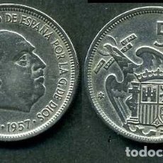 Monedas Franco: ESPAÑA 5 PESETAS AÑO 1957 *1969 ( GENERAL DICTADOR FRANCISCO FRANCO - MONEDA DEL FRANQUISMO ) Nº6