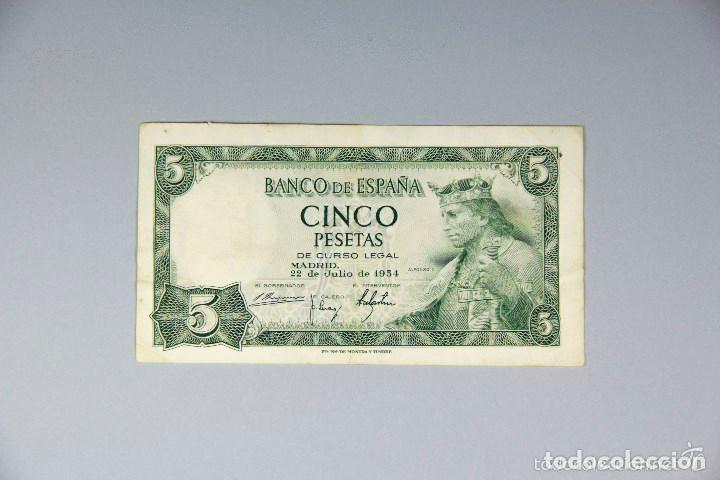 Monedas Franco: BILLETE DE 5 PESETAS 1954 - Foto 1