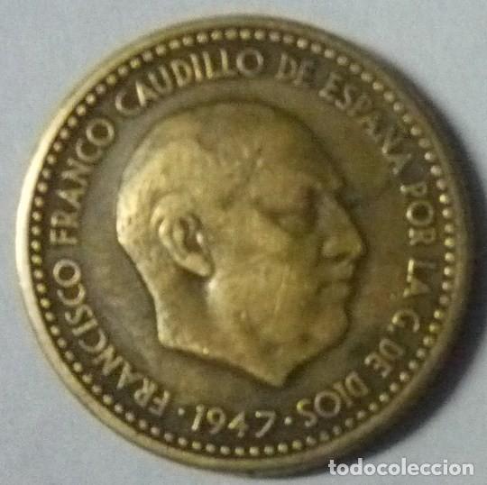 Monedas Franco: MONEDA DE 1 PTA. DE 1947. ESTRELLA CON 50 - Foto 2