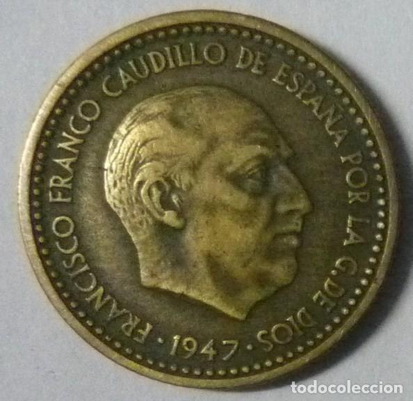 Monedas Franco: MONEDA DE 1 PTA. DE 1947. ESTRELLA CON 52 - Foto 2