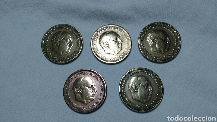 Monedas Franco: CINCO MONEDAS DE 25 PESETAS - Foto 2