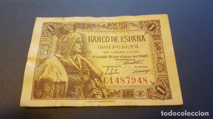 Monedas Franco: 1 Peseta. A&ntilde;o 1945. BC - Foto 1