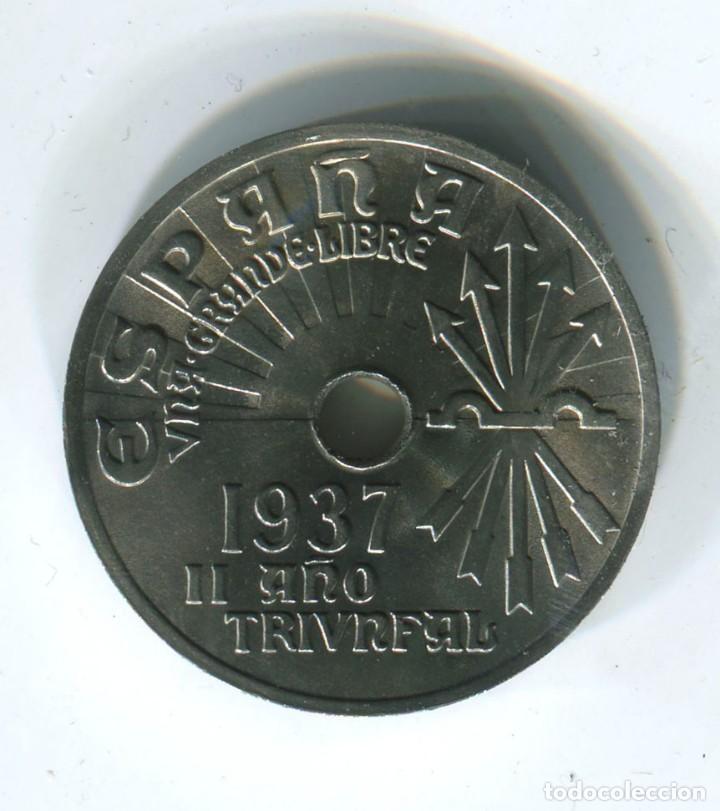Monedas Franco: 25 c&eacute;ntimos de 1937. brillo original - Foto 1
