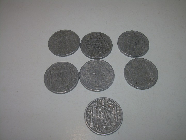 Monedas Franco: MONEDAS DE 5 CENTIMOS...1940 - 1941 - 1945. - Foto 2