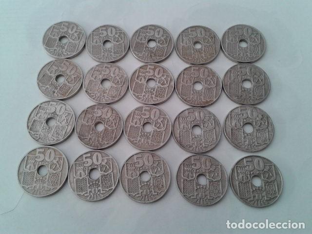 Monedas Franco: MONEDA 50 CENTIMOS DE 1949 ( 20 MONEDAS USADAS ) - Foto 3