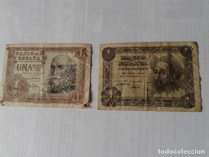 Monedas Franco: DOS BILLETES DE PESETA DIFERENTES - Foto 1