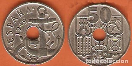 Monedas Franco: 50 c&eacute;ntimos de 1949,estrella 53 - Foto 1
