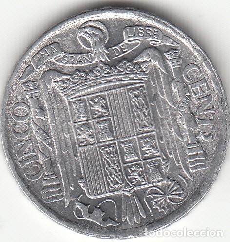 Monedas Franco: FRANCO: 5 CENTIMOS 1945 - EXCELENTE CONSERVACION - Foto 2