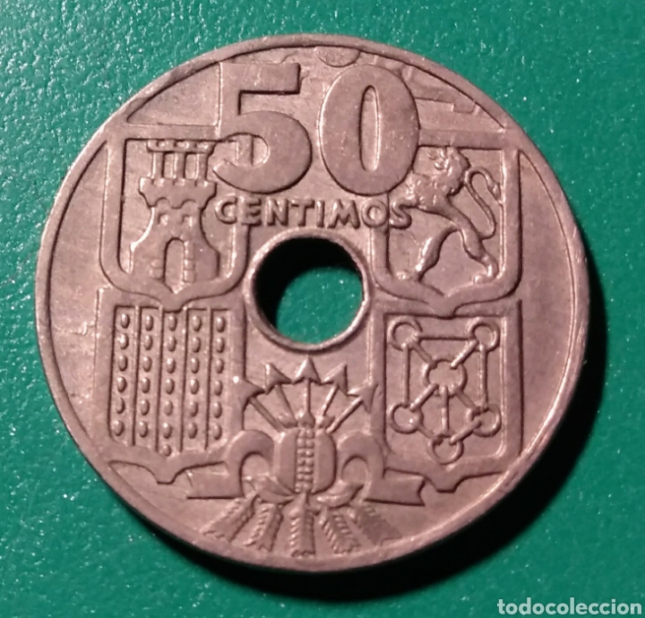 Monedas Franco: Espa&ntilde;a. 50 C&eacute;ntimos 1949 *52. ERROR. - Foto 2