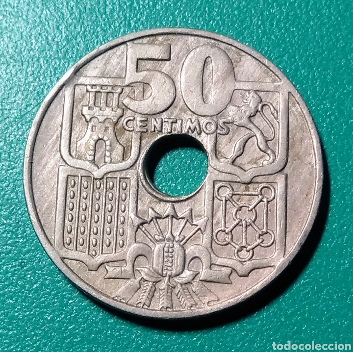 Monedas Franco: 50 C&eacute;ntimos 1949 *53. Error. EBC. - Foto 2