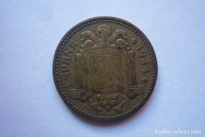 Monedas Franco: 1 PESETA 1944.MBC. - Foto 2