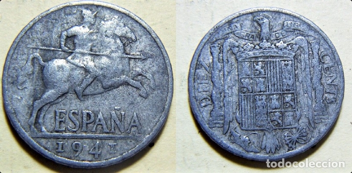 Monedas Franco: Moneda de 10 c&eacute;ntimos 1941 Estado Espa&ntilde;ol - Foto 1