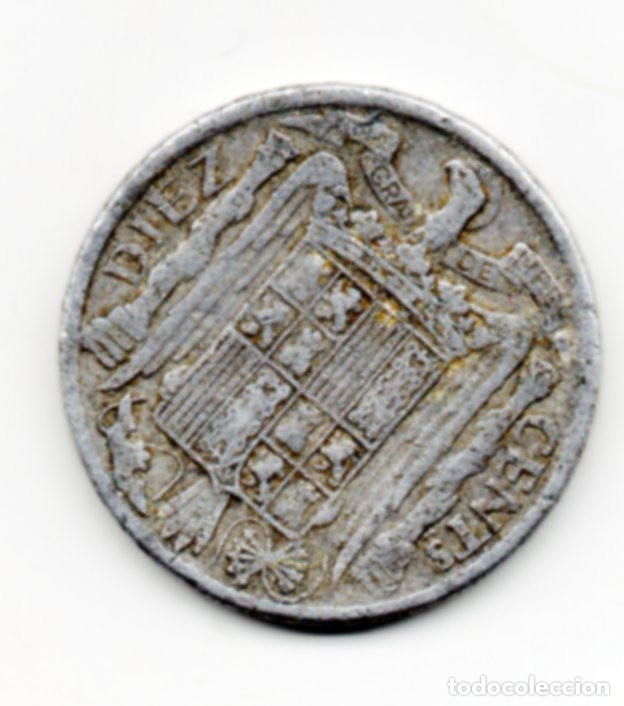 Monedas Franco: espa&ntilde;a 1945 10 cents - Foto 2