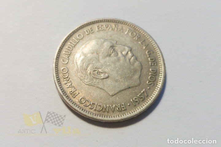 Monedas Franco: Moneda de 25 pesetas - 1957 *68 - Foto 3