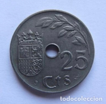 Monedas Franco: MONEDA DE 25 C&Eacute;NTIMOS DE 1937, A&Ntilde;O TRIUNFAL. - Foto 2
