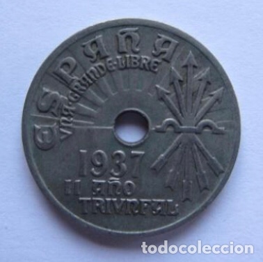Monedas Franco: MONEDA DE 25 C&Eacute;NTIMOS DE 1937, A&Ntilde;O TRIUNFAL. - Foto 1
