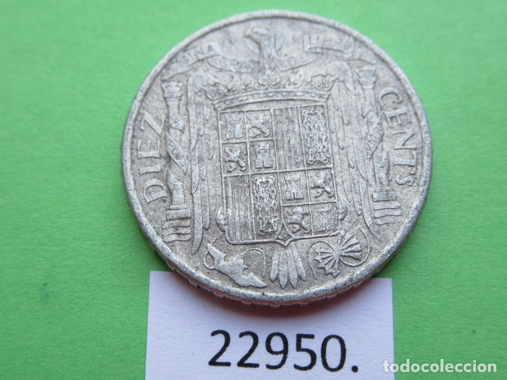 Monedas Franco: Espa&ntilde;a 10 c&eacute;ntimos 1945, Franco - Foto 2