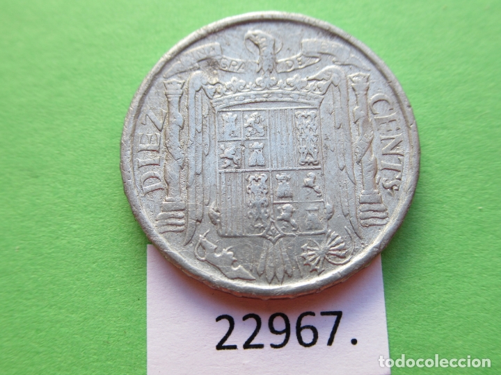 Monedas Franco: Espa&ntilde;a 10 c&eacute;ntimos 1940, Franco, - Foto 2