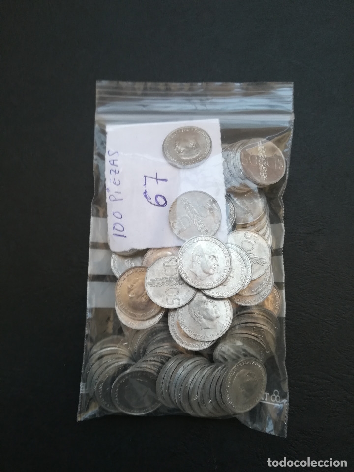 M&uuml;nzen unter Franco: LOTE DE 100 MONEDAS DE 50 CENTIMOS DEL ESTADO ESPA&Ntilde;OL DEL A&Ntilde;O1966*67.S/C