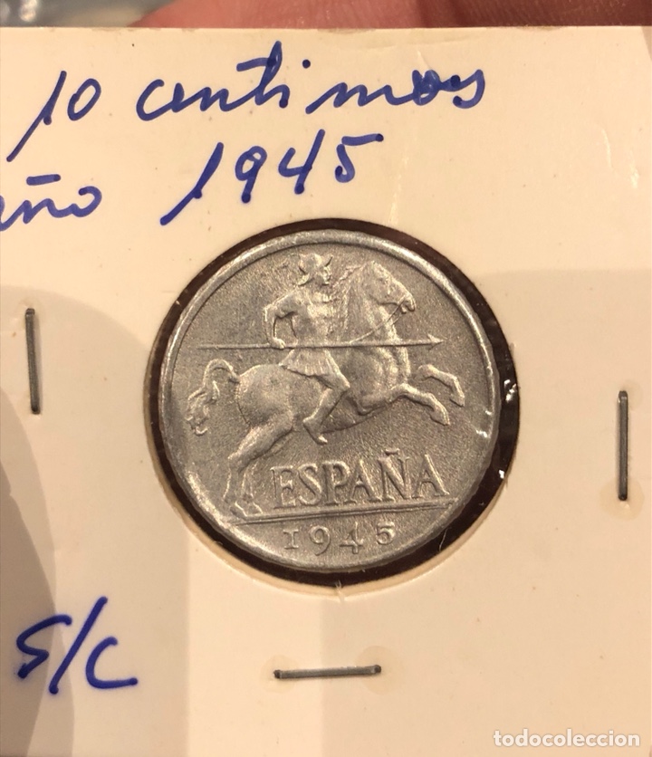 Monedas Franco: Estado espa&ntilde;ol 10 cent 1945 SC - Foto 2