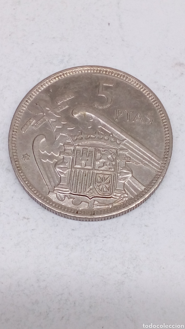 Monedas Franco: Moneda de 5 pesetas 1957 estrella72 - Foto 1