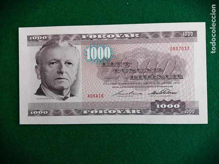 Monedas Franco: Islas Feroe billete 1000 de 1979 impecable - Foto 1