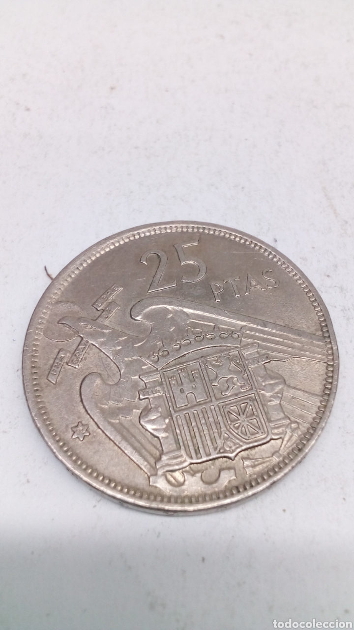 Monedas Franco: Moneda de 25pesetas a&ntilde;o 1957 E70 - Foto 1